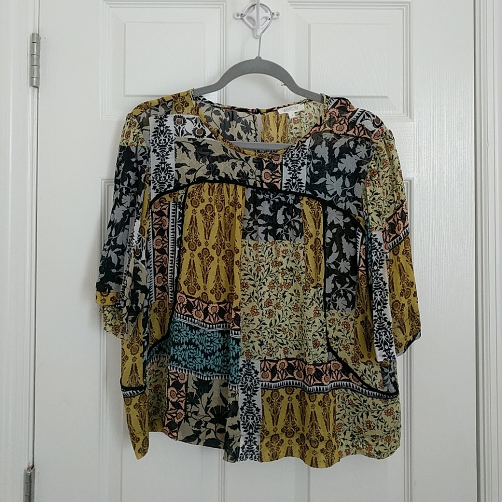 Anthropologie sheer printed top